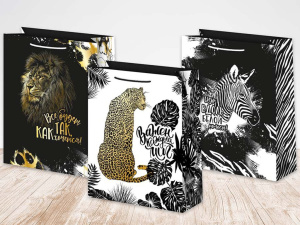 Пакет подар. бумажн. 18*23*10 см 157гр/м Микс животныее