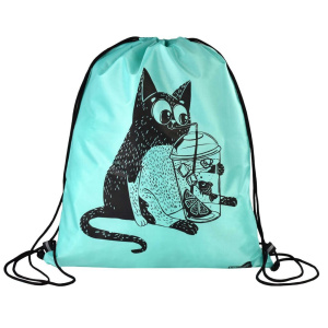 Мешок для обуви 1 отд, 340*420 светоотр. "Кот с лимонадом"