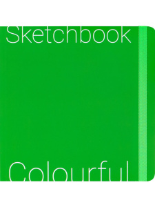 Скетчбук 200*200мм  72л., сшивка, 120гр/м2 "Colorful Green" цветной блок4цв.+ крафт 78гр, тв.обложка