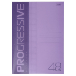 Тетрадь А4  48л кл. скоба Hatber  пласт.обл. "PROGRESSIVE. Фиолетовая"
