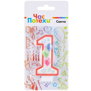 Свеча-цифра "1" Шары 7,6см.
