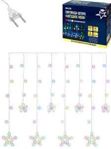 Гирлянда электрическая Штора 2,5*1м 92LED "Звездное небо" 220 В, мультицвет, фигуры