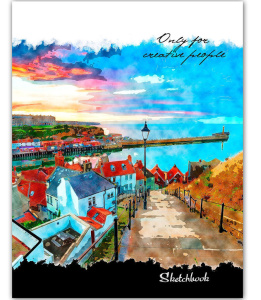 Скетчбук А3  30л.   "Приморский город", гребень, жестк.подложка, 100 гр/м