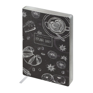 Ежедневник недат. А5 128л., мягк.обл., иск.кожа "Caffe nero" ляссе