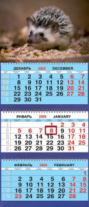 Календарь Трио  310*690мм на 2026г.  Животные. Ёжик