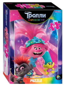 Пазлы   54 элемента  180*130мм. "Trolls - 2" 5 дизайнов