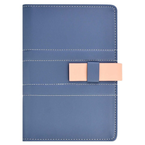 Ежедневник-органайзер недат А6+ кожзам., тв.пер., 120л. "Апперт сизо-синий" застежка
