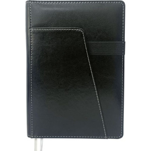 Ежедневник недат. А5 deVENTE   Dual 320стр., черный,тв.обл.,кожзам., ляссе, карман