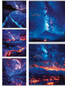 Тетрадь А5  96л кл. Проф-Пресс "Завораживающие огни" 5 диз.в спайке, голограф.