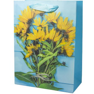 Пакет подар. бумажн. 26*10*32 см, 210 гр/м Букеты, 4 дизайна