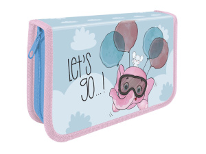 Пенал 1 отд. с 1-ой откид.пл. (200*130*30) молния, ткань "Слоник в шариках"