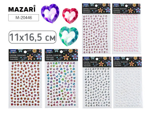 Стразы клеевые "Ассорти" пластиковые, 11*16,5см, 6 диз.