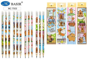 Карандаш Капибара деревянный, HB, с ластиком