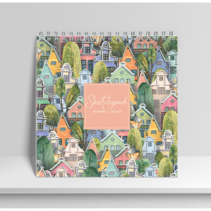 Скетчпад 195*195мм  40л., гребень, 120гр/м2 "Городок"