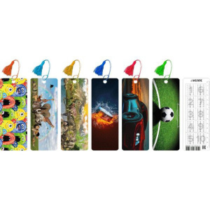 Закладка пластиковая 3D Ассорти с линейкой и табл. умножения