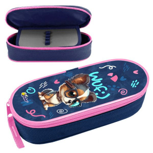 Пенал-косметичка с откид.крышкой (210*85*50) молния, ткань "Стильный щенок"