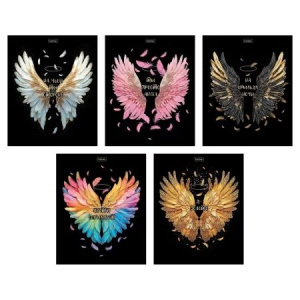 Тетрадь А5 48л кл. Hatber "Крылья ангела" мат.лам., 3Dфольга, 5диз.в блоке