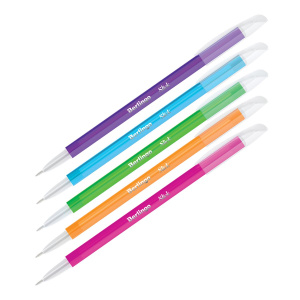 Ручка шариковая Berlingo "Slick" синяя, 0,7мм, игольчатый стержень, корпус ассорти