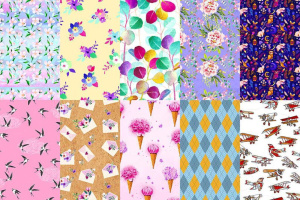 Бумага упаковочная "Ассорти" 70*100 см, 10 дизайнов, рулон