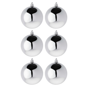 Набор елочных шаров  7 см, 6 шт., серебро, пластик