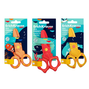 Ножницы пластиковые ErichKrause Sea Friends, 12 см, ассорти