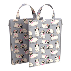 Папка А4 (250*335) с ручками, молния, ткань "Chilling Dog" вертикальная