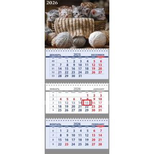 Календарь Трио  295*700мм на 2026г. Милые котята
