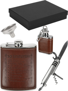 Фляжка  с аксессуарами "Храбрость" 270мл + брелок, воронка, нож
