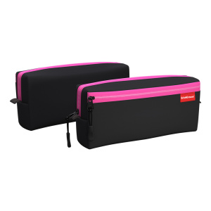 Пенал-косметичка 2отд. (210*100*50) молния, полиэстер "Black & Pink"
