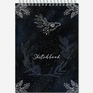 Скетчбук А4  20л., гребень, 120гр/м2 "SKETCHBOOK BLACK" чёрная бумага,  тв.обложка