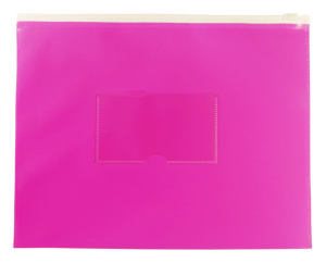 Конверт на молнии А5 0,15мм, карман д/визитки, Double Neon, розовый