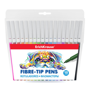 Фломастеры  18цв "Erich Krause", смываемые