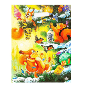 Пакет 40*31см (60мк) с вырубной укрепл. ручкой "Три бельчонка" Ламинат