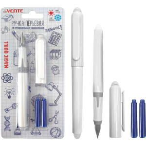 Ручка перьевая deVENTE. Magic Quill,3 сменных баллончика синие 0,8мл, СТИРАЕМАЯ