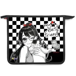 Папка д/тетрад. А5 (240*205*45) 1отд. молния сверху, пластик "Капибара и друзья" диз. с двух сторон