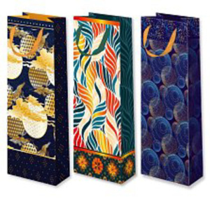 Пакет подар. бумажн. 12*36*8 см,(под бутылку) 157 гр/м Микс