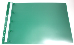 Скоросшив. пласт. А3 прозр. верх.  с перфорацией, зеленый, горизонт.