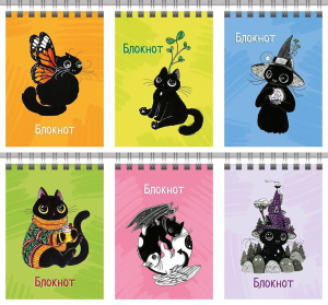 Блокнот А7  40л гребень "Коты" кл., выб.твин -лак