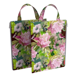 Папка А4 (250*335) с ручками, молния, ткань  "Garden Flower" вертикальная