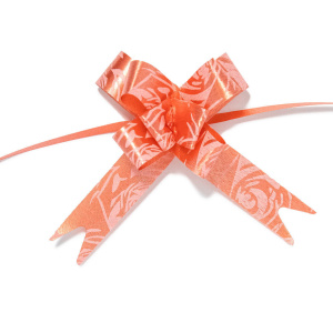 Бант подарочный затягивающийся   4см*10мм, 20см, рисунок ассорти, КРАСНЫЙ 10шт/уп