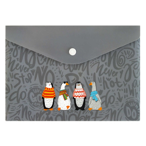 Конверт на кнопке  с рисунком А5 Пингвины и гуси, 24*17см