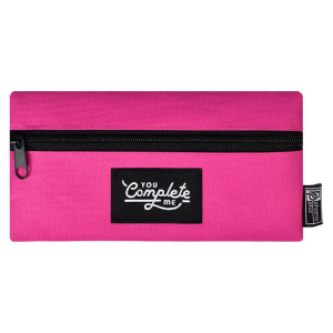 Пенал-косметичка (195*100) молния, ткань "Розовый" нашивки из ткани