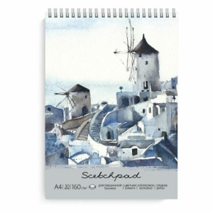 Альбом для пастели  А4 30л, "Маяк", тв.перепл., голубая бумага с хлопк.волокном, спираль