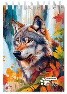 Блокнот А6  48л гребень "Волк" кл., блестки