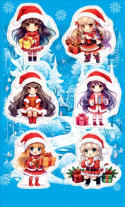 Наклейки новогодние "Аниме" 16*10см