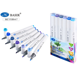 Набор маркеров для скетчинга   6цв. Голубая лагуна  двусторон., 1,0-7,0мм