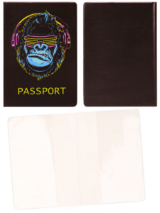 Обложка для паспорта "Горилла в наушниках" ПВХ slim