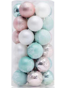 Набор елочных шаров 6 см,  30 шт. "Праздник в модных оттенках"