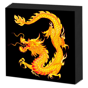 Салфетка "Дракон на черном" 33*33см, 20 шт., 2-х слойная