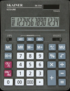 Калькулятор  14 разр. Skainer  двойное питание, черный SK-334